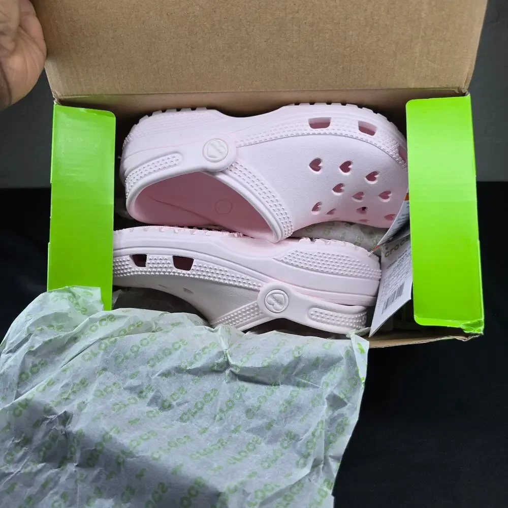 Crocs Classic Hearts Bubble Ice Cutout Clogs Sz J1
